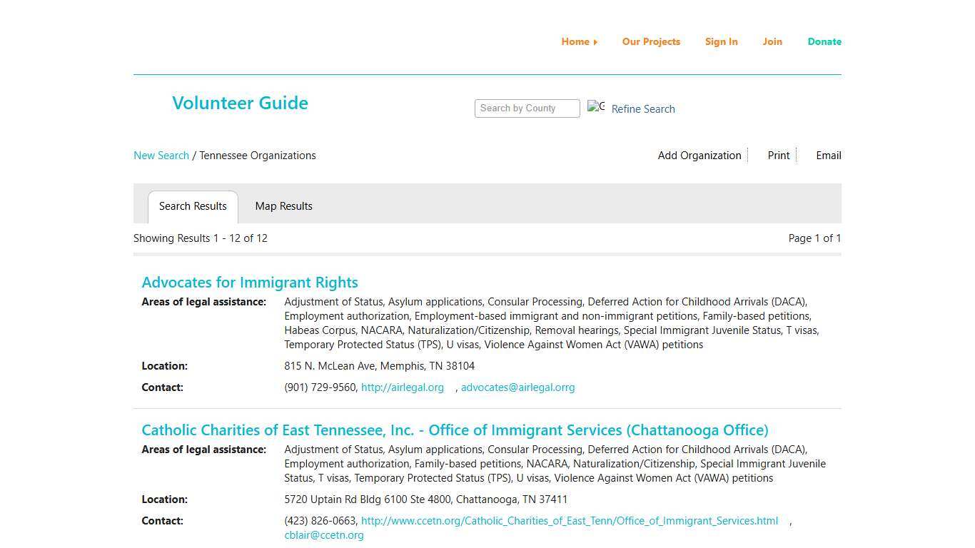 Tennessee Organizations - Volunteer Guide - Pro Bono Resource Center